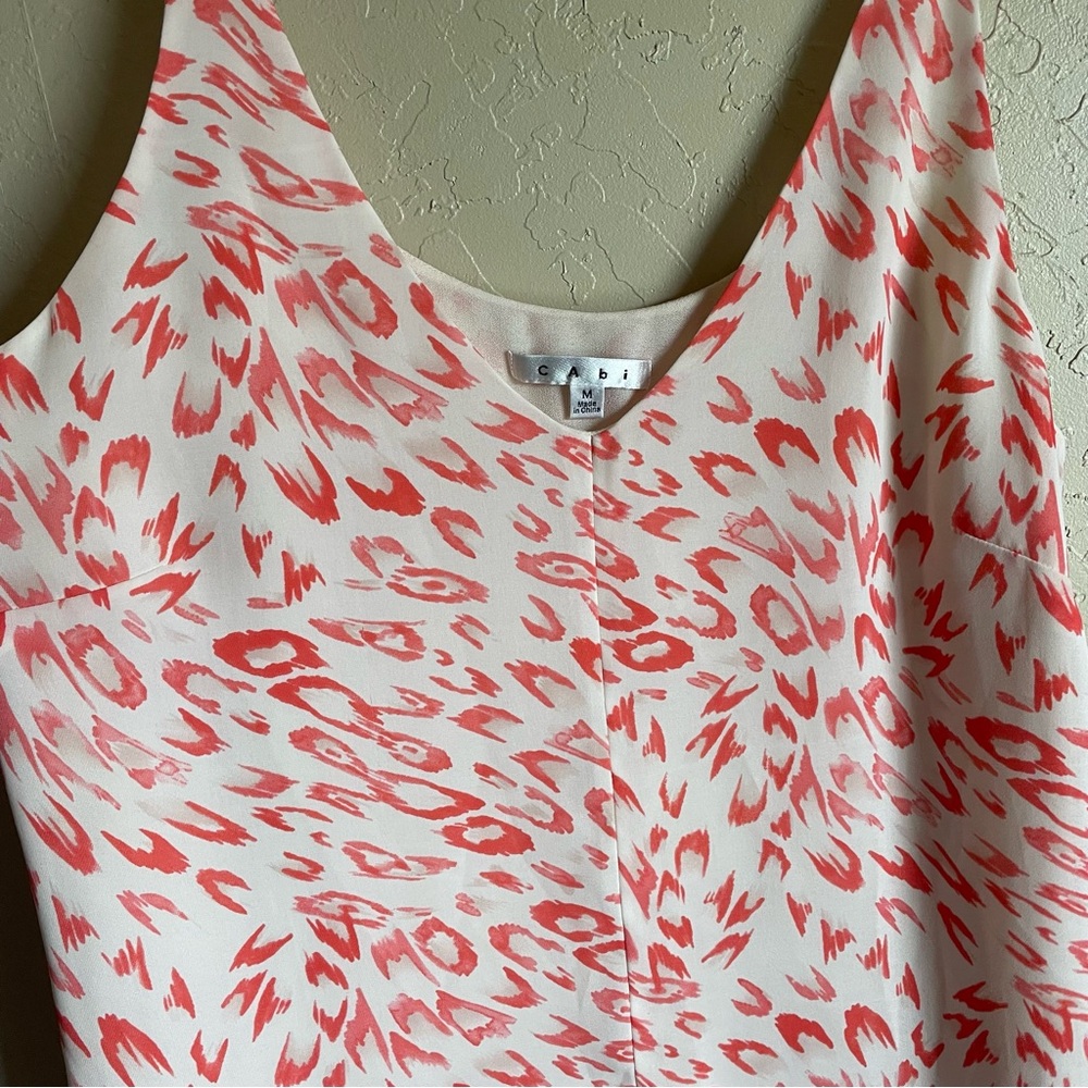 CABI #267 Pink Coral Animal Print Sleeveless Tank Top Women’s Medium Lined - Picture 6 of 13